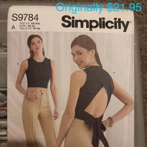 Simplicity Black Open Back Crop Top Sewing Pattern